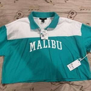 Malibu Teal and White Polo Shirt